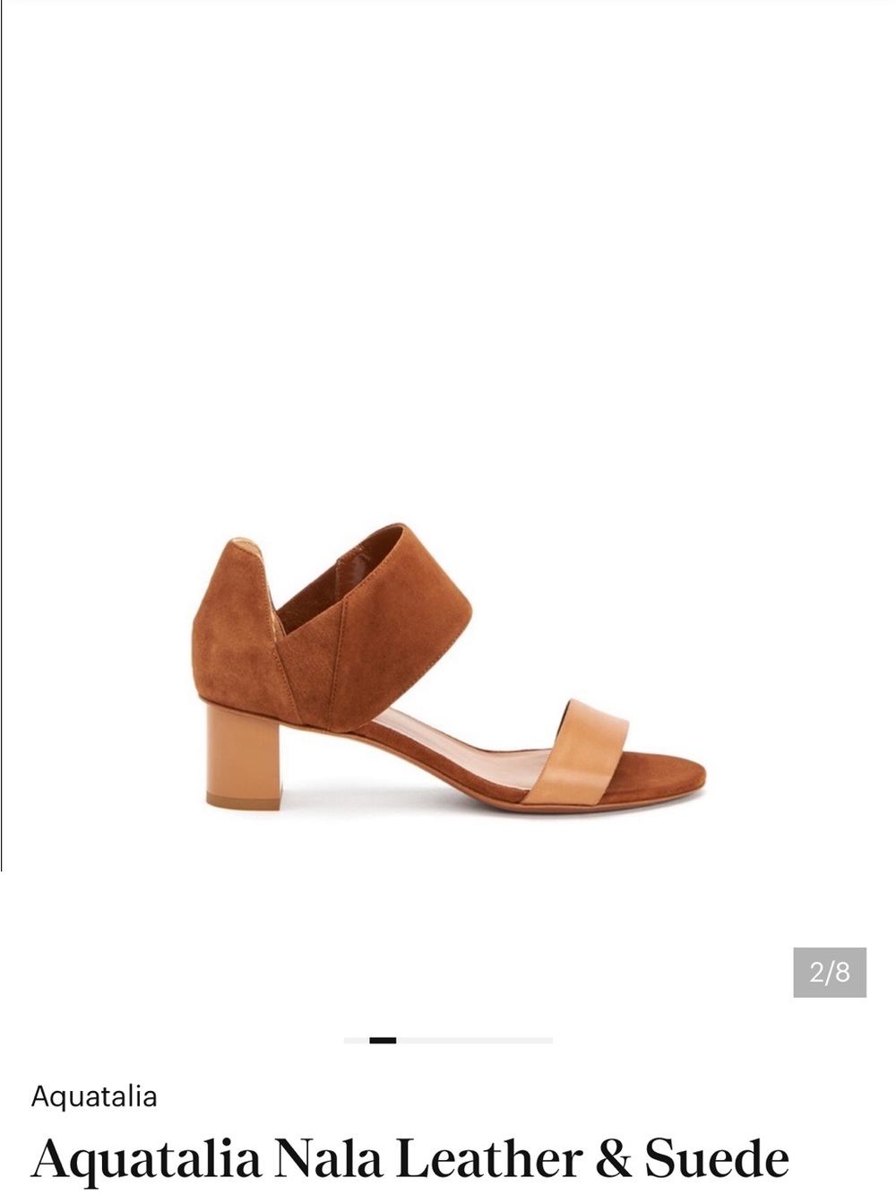 Aquatalia Nala Tan Suede and Leather Block Heel Sandals - Picture 2 of 11